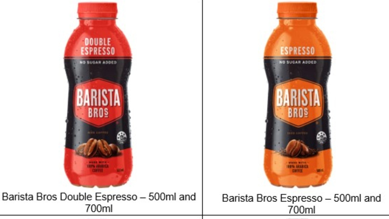 Barista Bros espresso and double espresso with a best before date of September 30, 2023 and onwards have been recalled. Picture: FSANZ