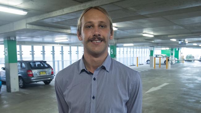 Evan Matthews, 23, from Curl Curl who uses the carpark at Brookvale. Picture: Julian Andrews.