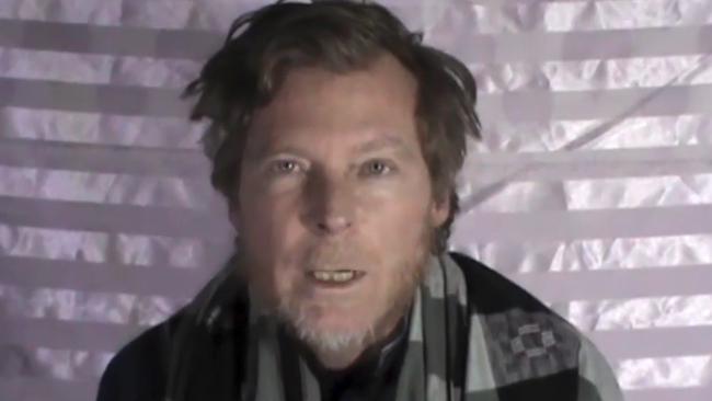 An image from a video released by the Taliban in January 2017 shows Australian Timothy Weeks making a statement on camera while in captivity. Picture: AP