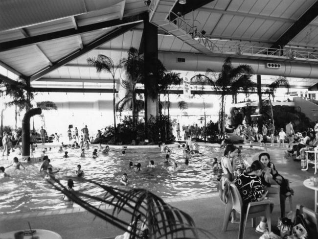 A busy day at the Adelaide Aquatic Centre’s leisure pool area, 1991.