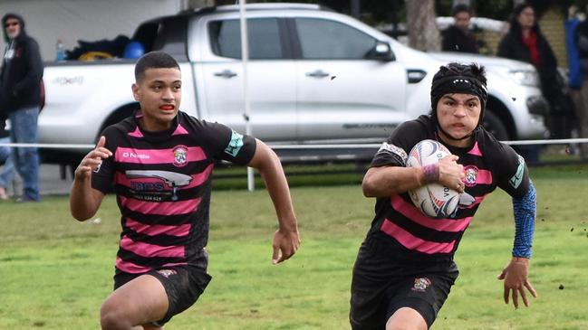 Arni Toufoua and Jervais Lapworth in action for the Rams. Picture Barossa Rams Rugby Club.