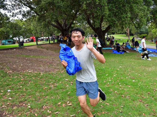 A man is seen running to Mrs Macquarie's Point in preparation for New Years Eve Fireworks in Sydney, Monday, December 31, 2018. Picture: AAP / Brendan Esposito