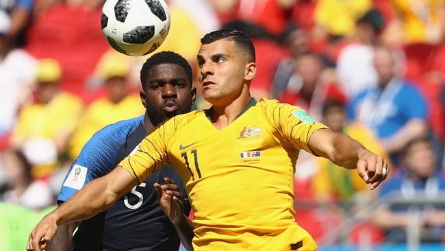 Andrew Nabbout in action for Australia v France at the World Cup. Picture: Getty Images 