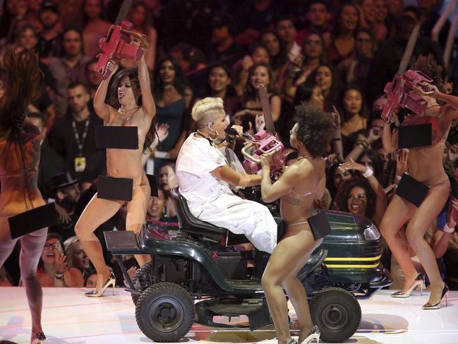 Pink performs onstage during the 2017 MTV Video Music Awards at The Forum on August 27, 2017 in Inglewood, California. Picture: AP