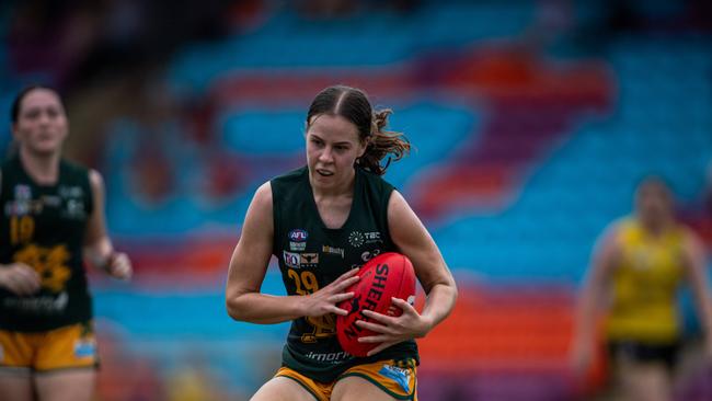 Caitlin Sargent in the St Mary's vs Nightcliff Tigers 2023-24 NTFL women's qualifying final. Picture: Pema Tamang Pakhrin