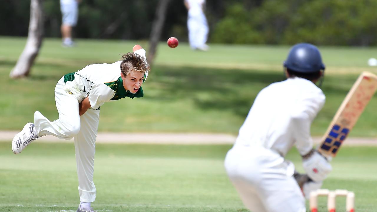 St Patrick's College bowler Noah James AIC First XI match between St Patrick's College and Iona College. Saturday February 12, 2022. Picture, John Gass