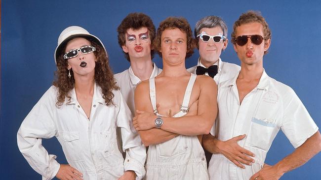 ’70s hitmakers Skyhooks – Bongo Starkie, Red Symons, Shirley Strachan, Greg Macainsh and Freddy Strauks.