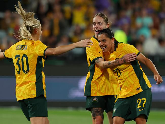 Matildas midfielder Alex Chidiac has opened up about the extreme abuse sent to A-League Women’s players Picture: Morgan Hancock/Getty Images