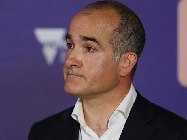 Education Minister James Merlino announced school staff and teachers would need to be vaccinated by October 18 to keep working. Picture: NCA NewsWire / David Crosling