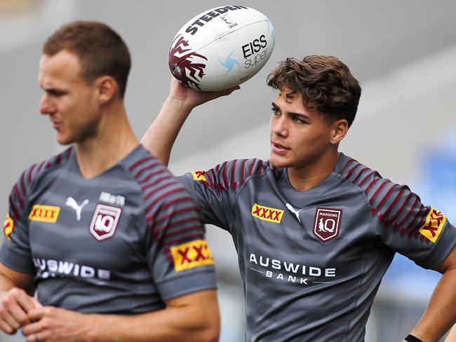 Reece Walsh from the Queensland Maroons team pictured at Cbus Super Stadium during at training session ahead of game two of State of Origin, Gold Coast 22nd of June 2021.  (Image/Josh Woning)