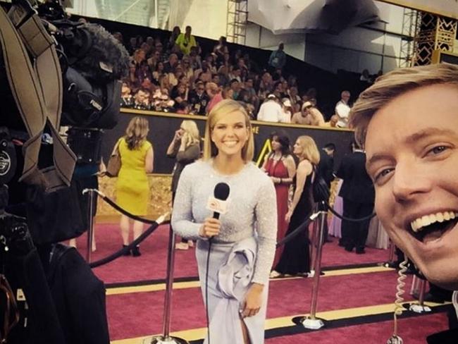 Edwina Bartholomew smiles as she prepares for a piece to camera. Picture: Instagram