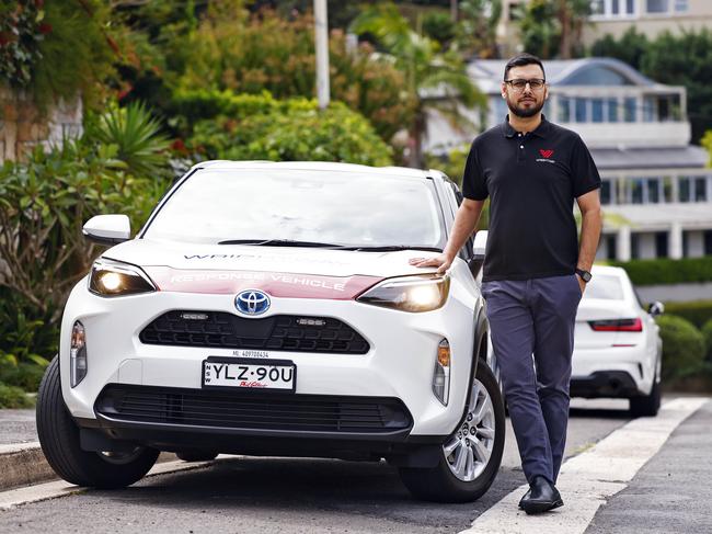 Operations manager of Wrightway Security Services, Obaid Shahed, pictured at Mosman today where his team patrol the streets at night. Picture: Sam Ruttyn