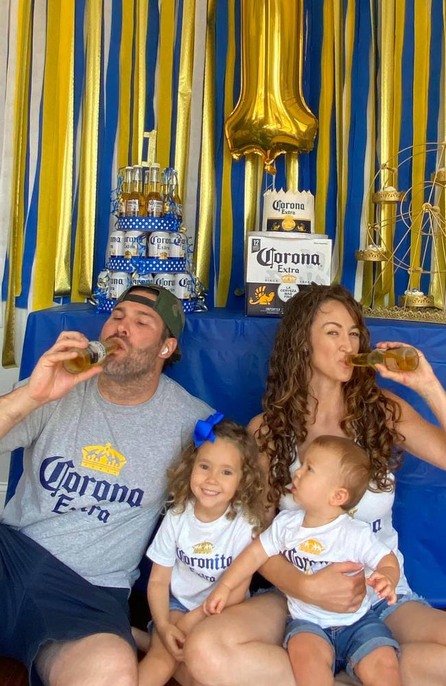 Strictly no beer for the birthday boy who sipped on milk while the adults enjoyed a brew. Picture: Facebook