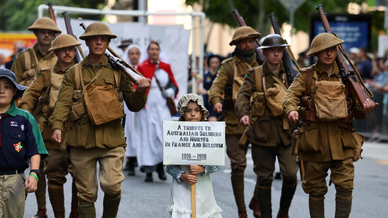 Thousands of people attended the Anzac Day Parade in Brisbane. Picture: NCA NewsWire/Tertius Pickard