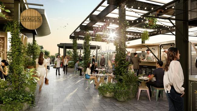 An artist’s impression of the outdoor area for Westfield Doncaster’s dining precinct.