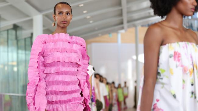 Models walk the runway during the Aje show in May.