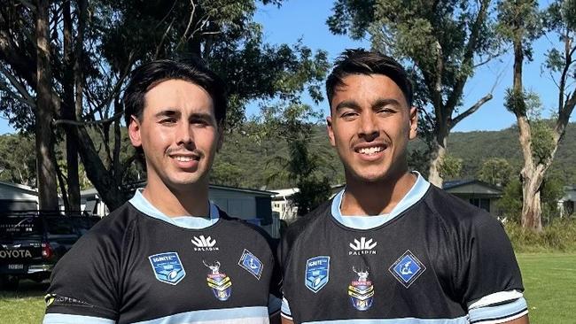 Terrigal Sharks players and brothers Caydn Rosemeyer and Brooklyn Rosemeyer ahead of round one of the 2024 Central Coast Rugby League season. Picture: supplied