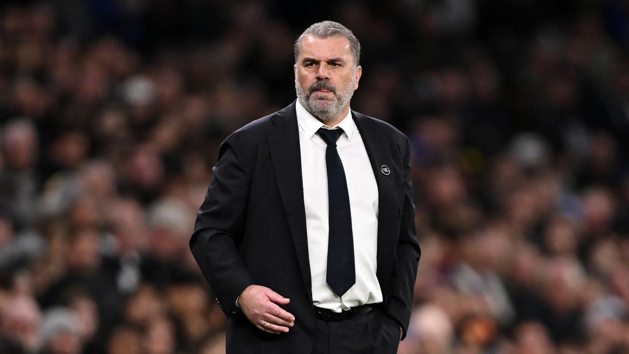 LONDON, ENGLAND – APRIL 07: Ange Postecoglou, Manager of Tottenham Hotspur, looks on during the Premier League match between Tottenham Hotspur and Nottingham Forest at Tottenham Hotspur Stadium on April 07, 2024 in London, England. (Photo by Mike Hewitt/Getty Images)