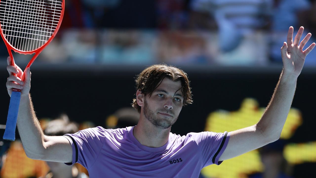 Taylor Fritz of the United States has donated his first round prize money to the victims of the LA fires. Picture: Darrian Traynor/Getty Images