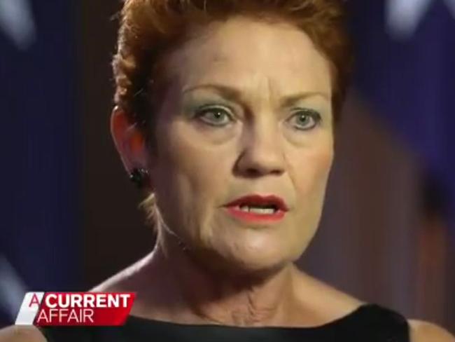 Pauline Hanson on A Current Affair. Pic: Nine