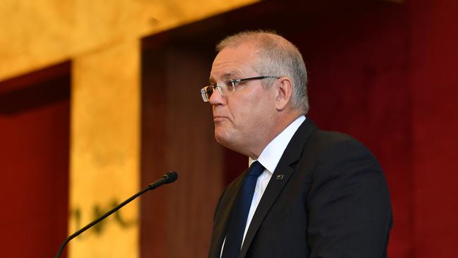 Scott Morrison performs a reading during Good Friday Easter services in 2029. Picture: AAP