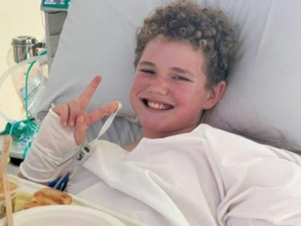 Landen Sturman was making a cheese toastie at home when he tripped and fell on the streak knife..Picture: Supplied