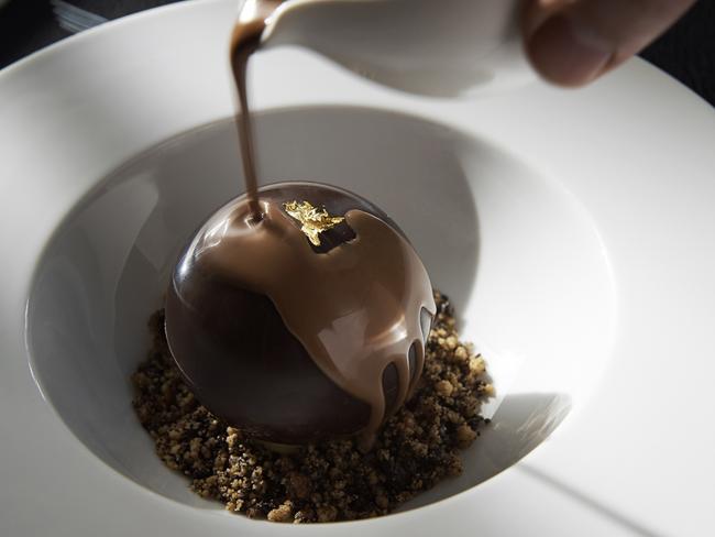 Warm coverture chocolate ganache dessert on the menu at Black Bar and Grill.