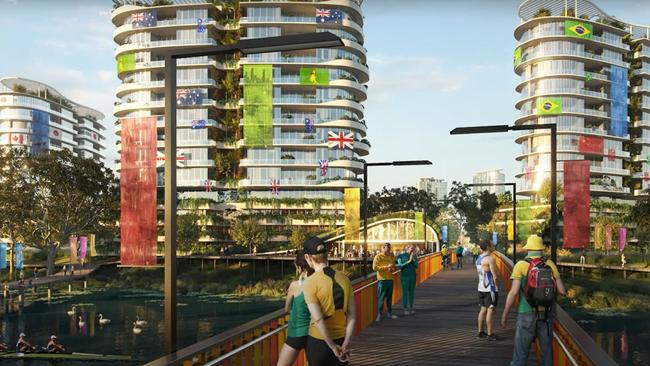 The proposed satellite Athletes Village for the 2032 Olympic Games at Collyer Quays in Robina.