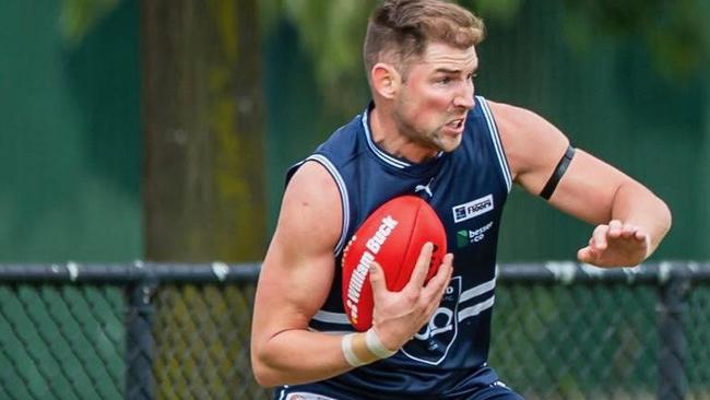 Brett Eddy kicked six goals for Caulfield Grammarians. Pic: CGFC