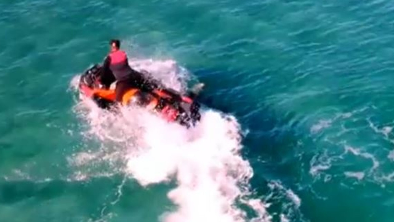 The moment the shark pierced the side of the jetski. Picture: Instagram