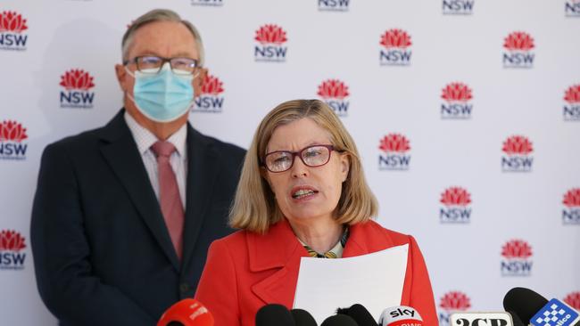 NSW Chief Health Officer Kerry Chant, right, and Health Minister Brad Hazzard. Picture: Getty Images