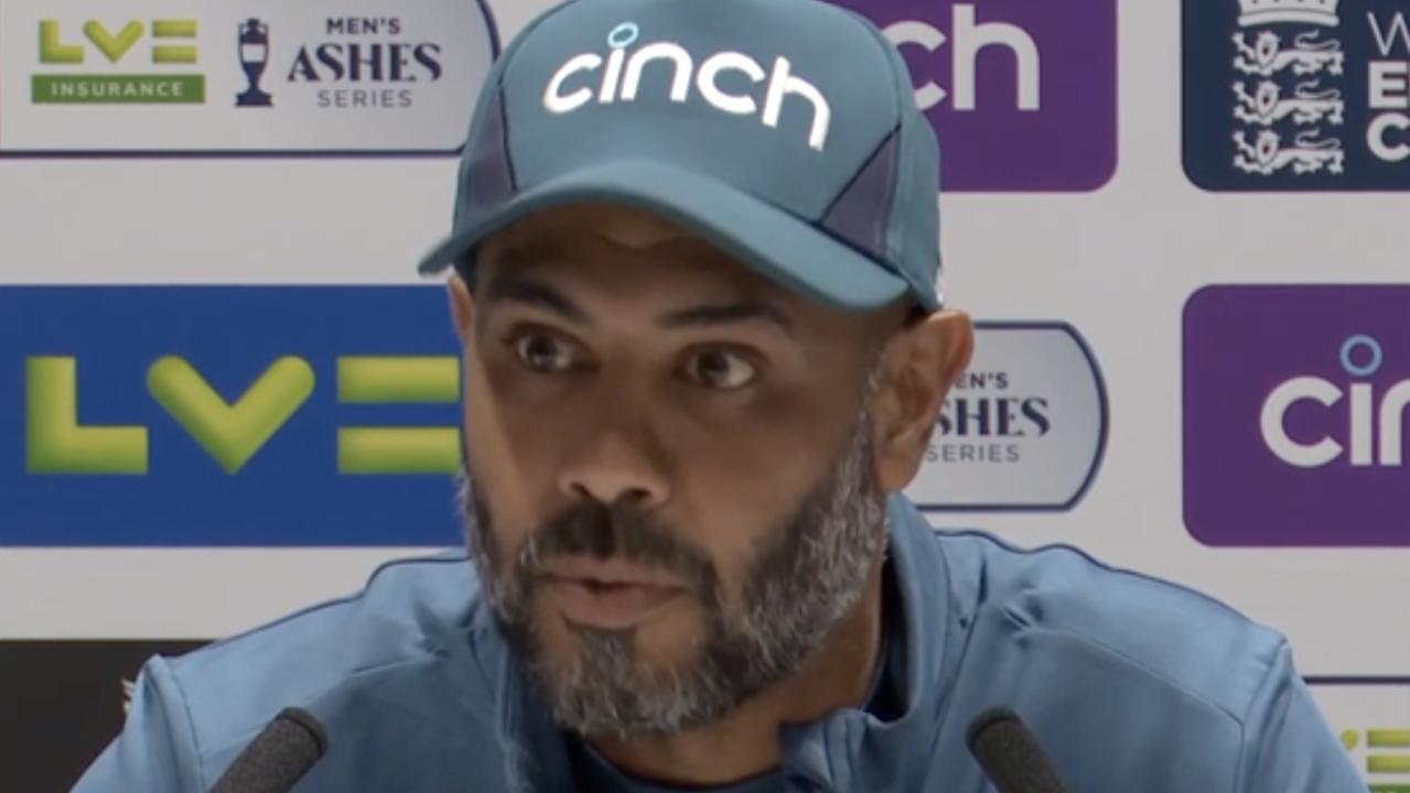 English assistant coach Jeetan Patel in the press conference after day three of the second Test at Lord's.