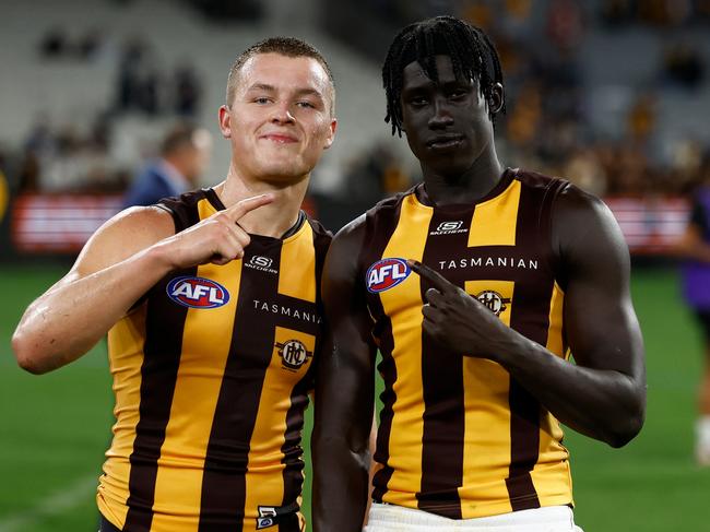 Ginnivan and Jiath enjoy a win. Picture: Getty Images