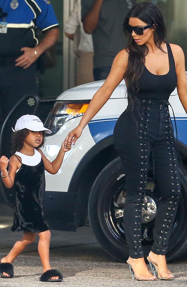 This is what a school run looks like in Kardashian land. Picture: BackGrid