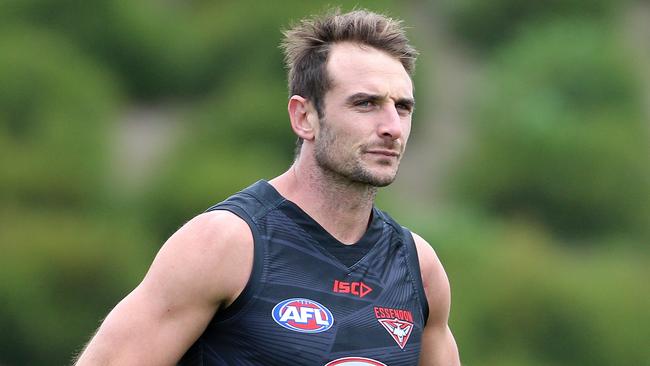 Essendon’s Jobe Watson at a recent training session.