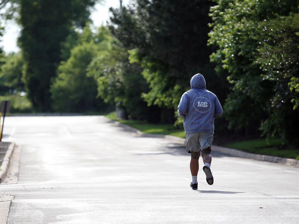 A day in the life of heavyweight UFC fighter Tai Tuivasa before he fights in UFC 225 on the weekend in Chicago, USA. Tai training in the car park of his hotel 90mins out of town. Picture: Sam Ruttyn