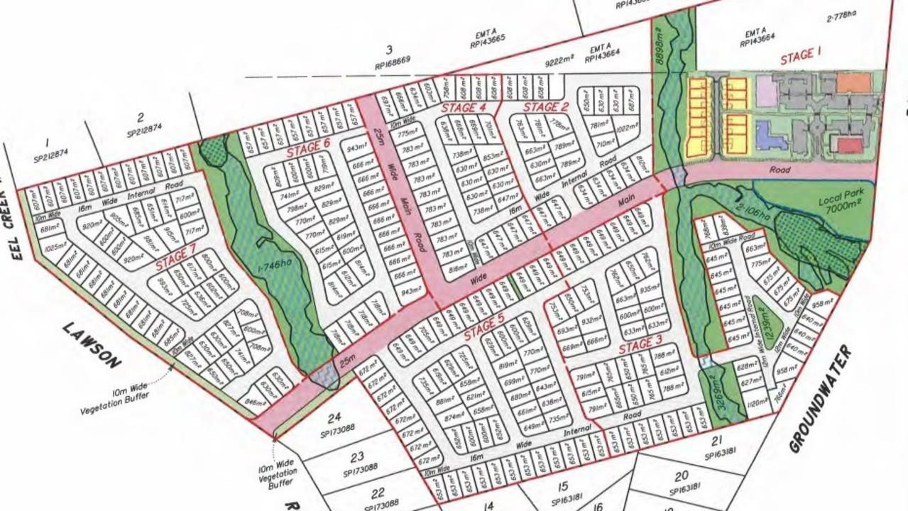 The commercial development is one part of the wider development on 42ha between Groundwater Rd and Lawsons Rd, which will open up more than 300 new blocks of land if approved.