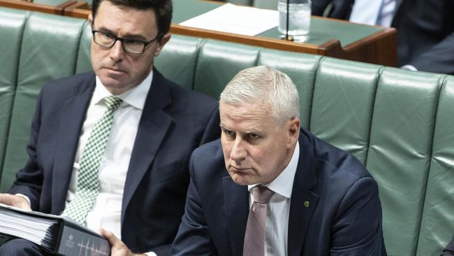 David Littleproud and Nationals leader Michael McCormack during question time. Picture: Gary Ramage