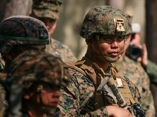 United States Marines at Darwin’s Robertson Barracks during a joint exercise last year. Picture: Glenn Campbell