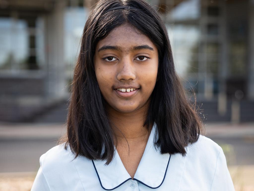 NSW student and "perfect score kid", William Clarke College’s Ananshi B topped the nation and scored 30/30 in the Orange level (Years 5-6) category in the school round of the 2024 PM's Spelling Bee and has advanced to next week's state and territory finals. Picture: supplied/William Clarke College