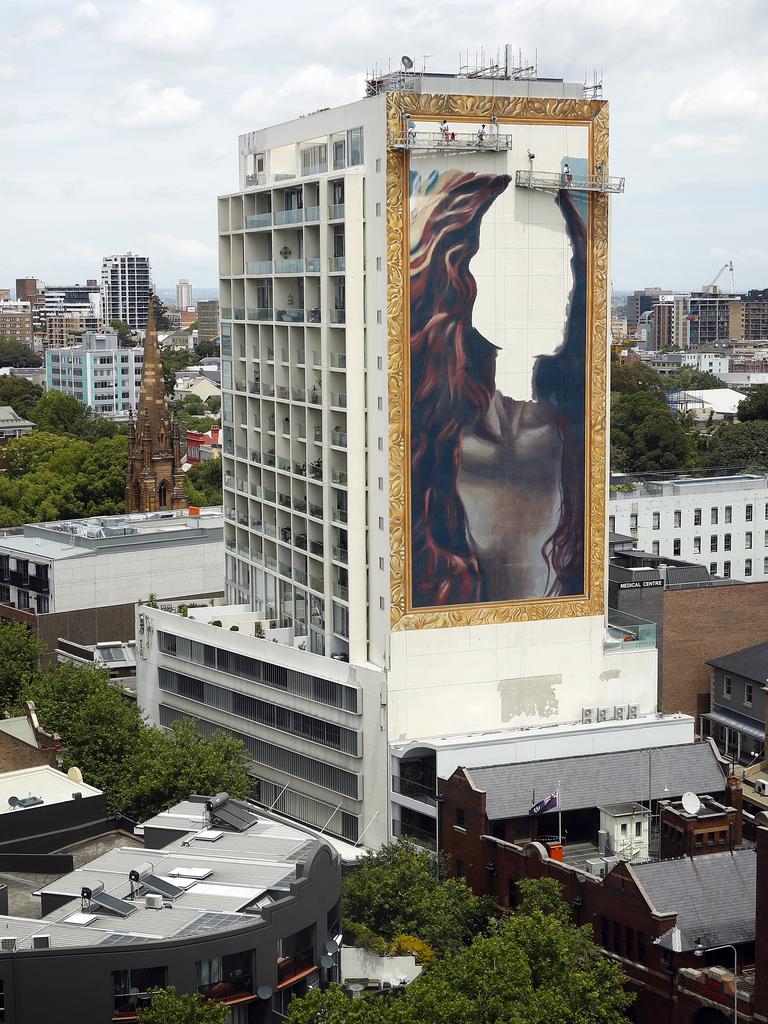 The 18 storey mural is the biggest in the southern hemisphere. Picture: Sam Ruttyn