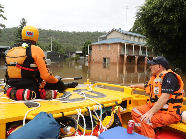 SES delivering supplies to residents cut off by floodwaters on the Hawkesbury River near Wisemans Ferry. Picture: Tim Hunter