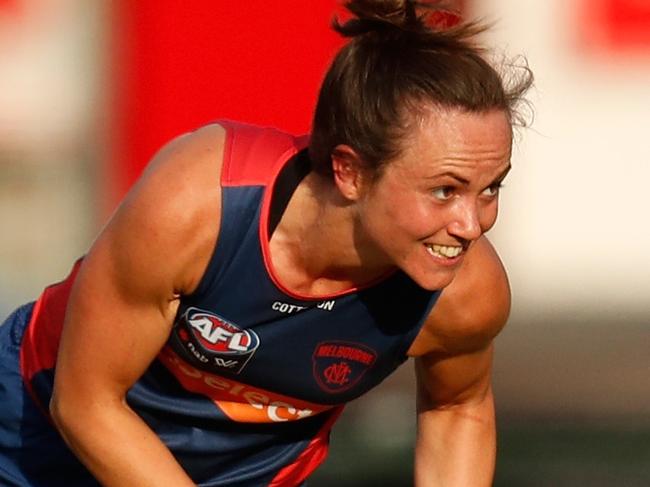 MELBOURNE, AUSTRALIA - JANUARY 11: Daisy Pearce of the Demons in action during the Melbourne Demons AFLW  training session at Gosch's Paddock on January 11, 2018 in Melbourne, Australia. (Photo by Michael Willson /AFL Media)