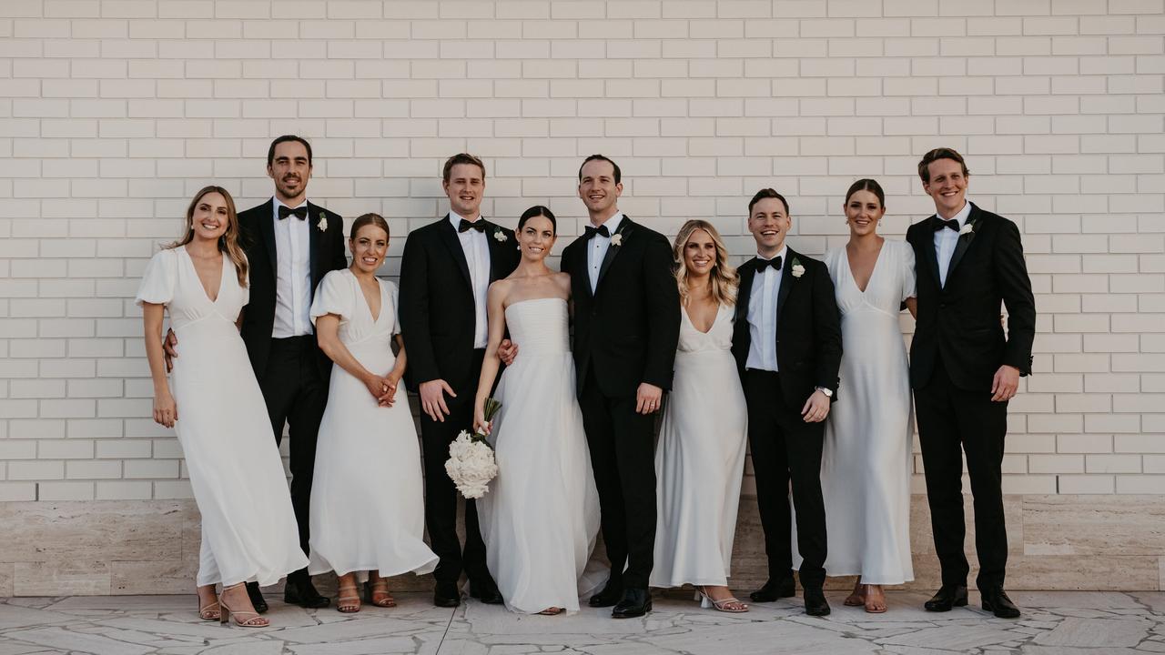 Joe and Ellie Puglisi and their wedding party. Picture: Common Studios