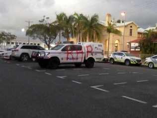 A police vehicle with the letters RHR spray painted on the side. Picture: Nick Madge/Facebook