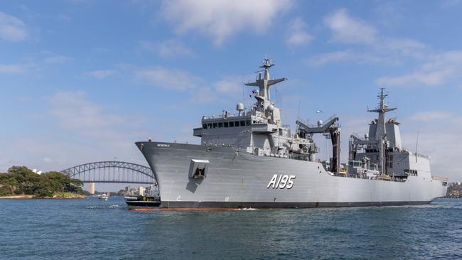 HMAS Supply, a Royal Australian Navy auxiliary oiler replenishment ship, in Sydney. Picture: ADF