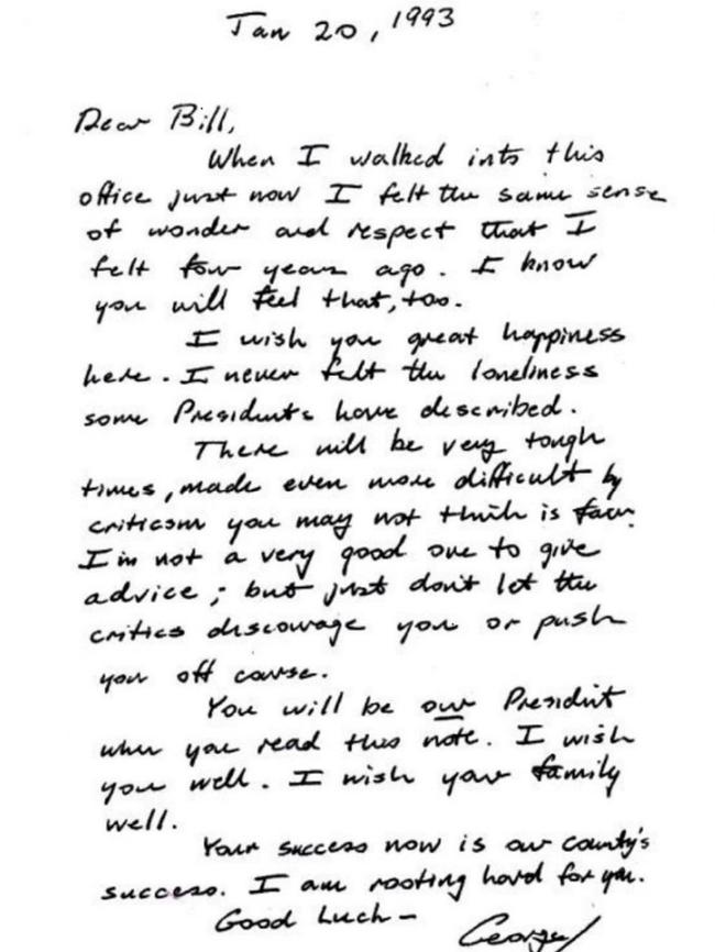 The note George H. W. Bush left for Bill Clinton.