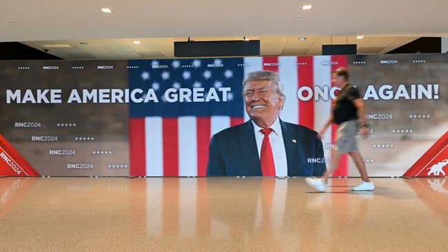 A Make America Great Again sign ahead of the Republican National Convention (RNC) in Milwaukee, Wisconsin. Photographer: David Paul Morris/Bloomberg via Getty Images