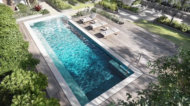 A concept image of what the outdoor pool area at Lasail could look like once complete. Picture: Supplied