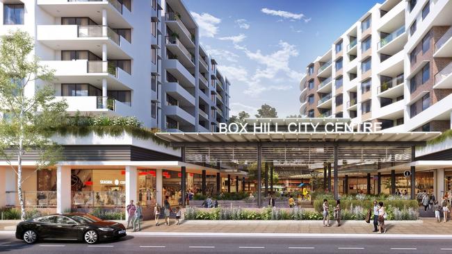 Artist’s impression of the Box Hill City Centre residential and retail precinct by Toplace in Sydney's northwest.